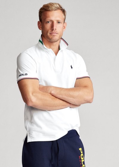 Polos Polo Ralph Lauren Hombre Blancos - Custom Slim Fit Mesh - WLDKS4389